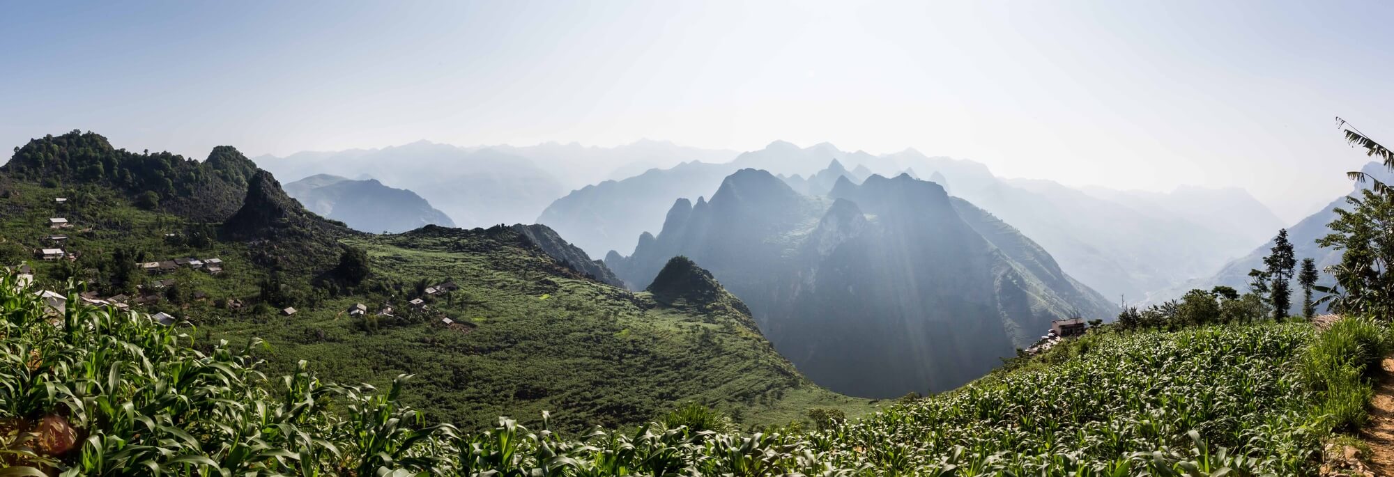 High altitude village panoramic view in Ha Giang region