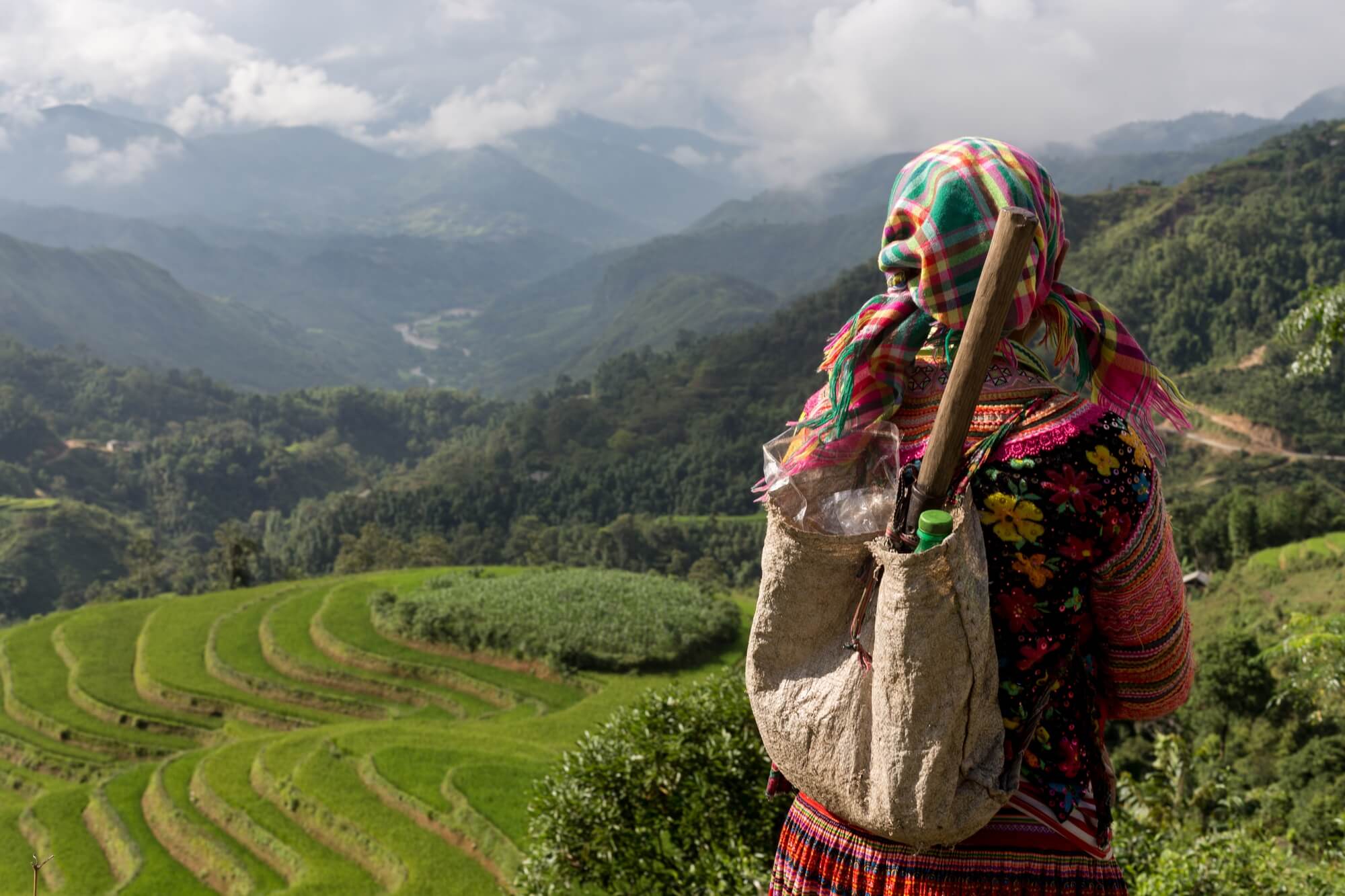 Vietnam ethnic minority over viewing rice terraces Vietnam ethnic minority over viewing rice terraces