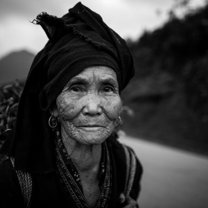 Old Hmong lady on the road