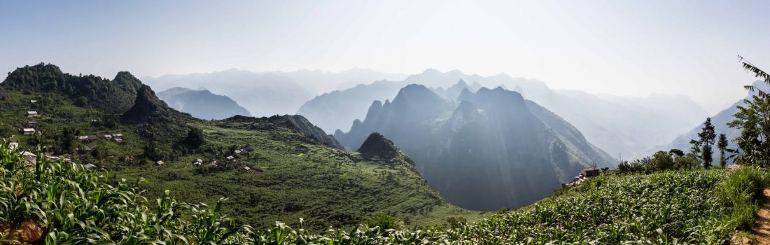 High altitude village panoramic view in Ha Giang region