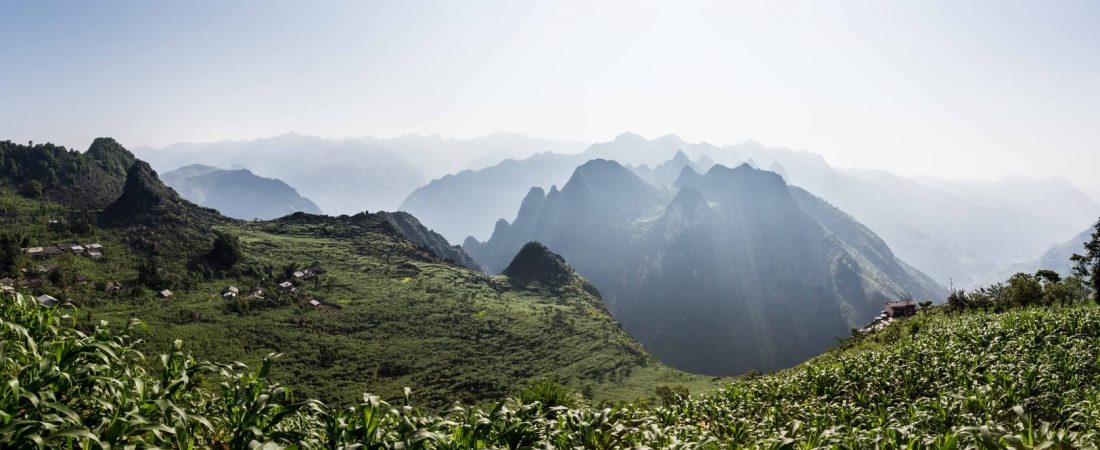 High altitude village panoramic view in Ha Giang region